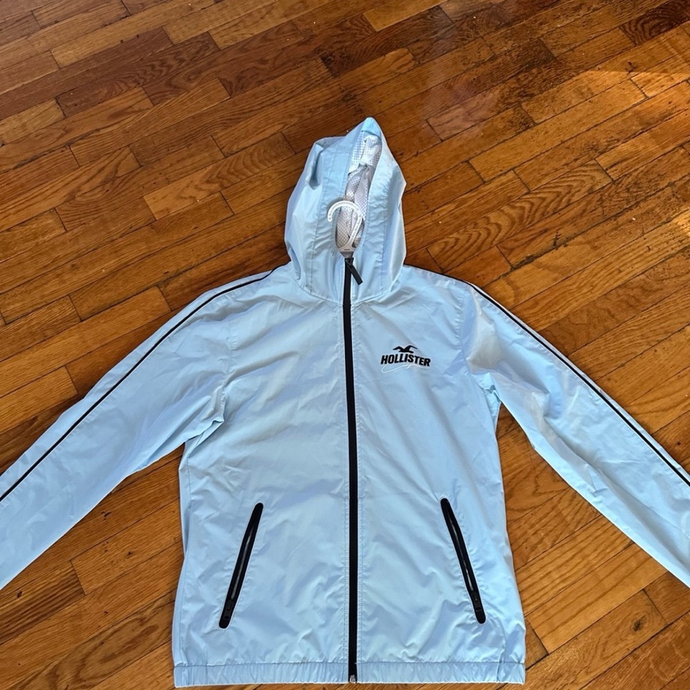 Hollister Sky Blue Windbreaker with Black Trim